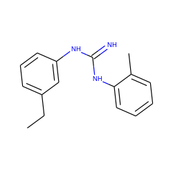 CCc1cccc(NC(=N)Nc2ccccc2C)c1 ZINC000013776040