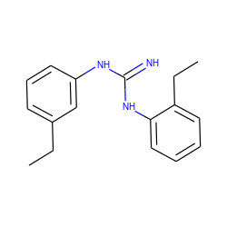 CCc1cccc(NC(=N)Nc2ccccc2CC)c1 ZINC000013776041