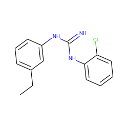 CCc1cccc(NC(=N)Nc2ccccc2Cl)c1 ZINC000013776024