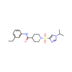 CCc1cccc(NC(=O)C2CCN(S(=O)(=O)c3cn(C(C)C)cn3)CC2)c1 ZINC000064957684