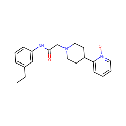 CCc1cccc(NC(=O)CN2CCC(c3cccc[n+]3[O-])CC2)c1 ZINC000035075421