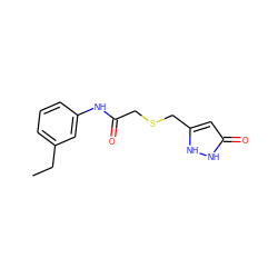 CCc1cccc(NC(=O)CSCc2cc(=O)[nH][nH]2)c1 ZINC000002874474