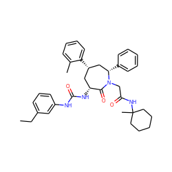 CCc1cccc(NC(=O)N[C@@H]2C[C@H](c3ccccc3C)C[C@H](c3ccccc3)N(CC(=O)NC3(C)CCCCC3)C2=O)c1 ZINC000026726106