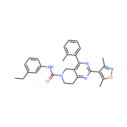 CCc1cccc(NC(=O)N2CCc3nc(-c4c(C)noc4C)nc(-c4ccccc4C)c3C2)c1 ZINC000043202162