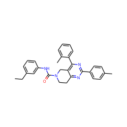 CCc1cccc(NC(=O)N2CCc3nc(-c4ccc(C)cc4)nc(-c4ccccc4C)c3C2)c1 ZINC000071418537