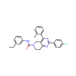 CCc1cccc(NC(=O)N2CCc3nc(-c4ccc(F)cc4)nc(-c4ccccc4C)c3C2)c1 ZINC000071341571