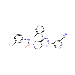 CCc1cccc(NC(=O)N2CCc3nc(-c4cccc(C#N)c4)nc(-c4ccccc4C)c3C2)c1 ZINC000071340720