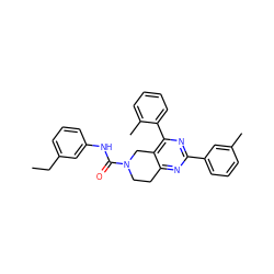 CCc1cccc(NC(=O)N2CCc3nc(-c4cccc(C)c4)nc(-c4ccccc4C)c3C2)c1 ZINC000071341467