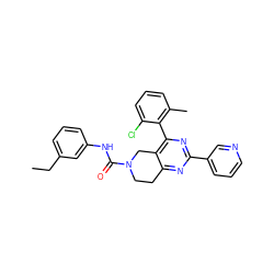 CCc1cccc(NC(=O)N2CCc3nc(-c4cccnc4)nc(-c4c(C)cccc4Cl)c3C2)c1 ZINC000071333842