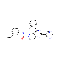 CCc1cccc(NC(=O)N2CCc3nc(-c4cncnc4)nc(-c4ccccc4C)c3C2)c1 ZINC000071341276