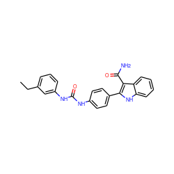 CCc1cccc(NC(=O)Nc2ccc(-c3[nH]c4ccccc4c3C(N)=O)cc2)c1 ZINC001772602295