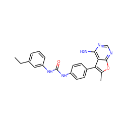 CCc1cccc(NC(=O)Nc2ccc(-c3c(C)oc4ncnc(N)c34)cc2)c1 ZINC000036400209