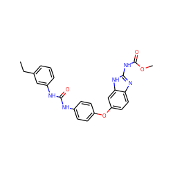 CCc1cccc(NC(=O)Nc2ccc(Oc3ccc4nc(NC(=O)OC)[nH]c4c3)cc2)c1 ZINC000014965485