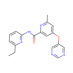 CCc1cccc(NC(=O)c2cc(Oc3cncnc3)cc(C)n2)n1 ZINC000096927037