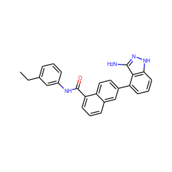 CCc1cccc(NC(=O)c2cccc3cc(-c4cccc5[nH]nc(N)c45)ccc23)c1 ZINC000169350177