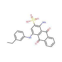 CCc1cccc(Nc2cc(S(=O)(=O)O)c(N)c3c2C(=O)c2ccccc2C3=O)c1 ZINC000066065928