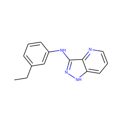 CCc1cccc(Nc2n[nH]c3cccnc23)c1 ZINC000166879471