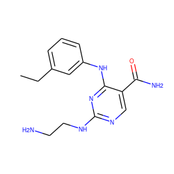 CCc1cccc(Nc2nc(NCCN)ncc2C(N)=O)c1 ZINC000040402924