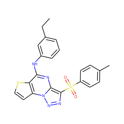 CCc1cccc(Nc2nc3c(S(=O)(=O)c4ccc(C)cc4)nnn3c3ccsc23)c1 ZINC000009116926