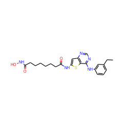 CCc1cccc(Nc2ncnc3cc(NC(=O)CCCCCCC(=O)NO)sc23)c1 ZINC001772655101