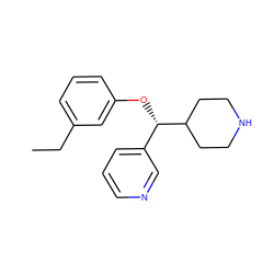 CCc1cccc(O[C@@H](c2cccnc2)C2CCNCC2)c1 ZINC000043063849
