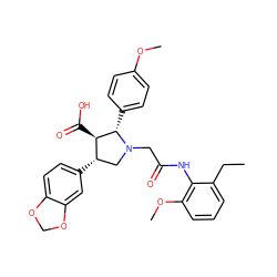 CCc1cccc(OC)c1NC(=O)CN1C[C@H](c2ccc3c(c2)OCO3)[C@@H](C(=O)O)[C@@H]1c1ccc(OC)cc1 ZINC000027195129