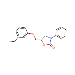 CCc1cccc(OC[C@@H]2CN(c3ccccc3)C(=O)O2)c1 ZINC000049115787