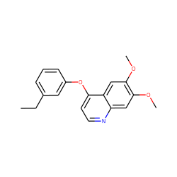 CCc1cccc(Oc2ccnc3cc(OC)c(OC)cc23)c1 ZINC000026742675