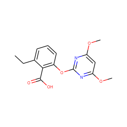 CCc1cccc(Oc2nc(OC)cc(OC)n2)c1C(=O)O ZINC000103190685