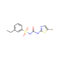 CCc1cccc(S(=O)(=O)NC(=O)Nc2ncc(Br)s2)c1 ZINC000045339545