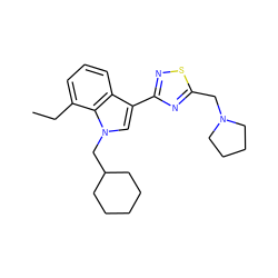 CCc1cccc2c(-c3nsc(CN4CCCC4)n3)cn(CC3CCCCC3)c12 ZINC000071294729