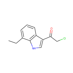 CCc1cccc2c(C(=O)CCl)c[nH]c12 ZINC000003886357