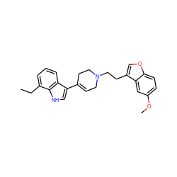 CCc1cccc2c(C3=CCN(CCc4coc5ccc(OC)cc45)CC3)c[nH]c12 ZINC000038321528