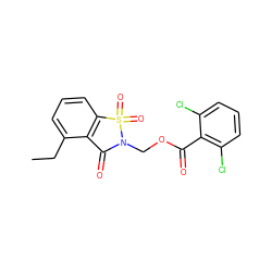 CCc1cccc2c1C(=O)N(COC(=O)c1c(Cl)cccc1Cl)S2(=O)=O ZINC000013738176