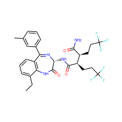 CCc1cccc2c1NC(=O)[C@@H](NC(=O)[C@H](CCC(F)(F)F)[C@H](CCC(F)(F)F)C(N)=O)N=C2c1cccc(C)c1 ZINC000210711900