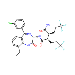 CCc1cccc2c1NC(=O)[C@@H](NC(=O)[C@H](CCC(F)(F)F)[C@H](CCC(F)(F)F)C(N)=O)N=C2c1cccc(Cl)c1 ZINC000210701788