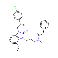 CCc1cccc2c1n(CCCN(C)C(=O)Cc1ccccc1)c(=N)n2CC(=O)c1ccc(Cl)cc1 ZINC000029125464