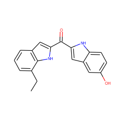 CCc1cccc2cc(C(=O)c3cc4cc(O)ccc4[nH]3)[nH]c12 ZINC000013687742