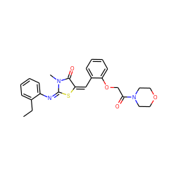 CCc1ccccc1/N=C1/S/C(=C/c2ccccc2OCC(=O)N2CCOCC2)C(=O)N1C ZINC000012731610