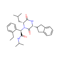 CCc1ccccc1[C@H](C(=O)NC(C)C)N1C(=O)[C@@H](C2Cc3ccccc3C2)NC(=O)[C@H]1CC(C)C ZINC000084652408