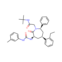 CCc1ccccc1[C@H]1C[C@@H](NC(=O)Nc2cccc(C)c2)C(=O)N(CC(=O)NC(C)(C)C)[C@@H](c2ccccc2)C1 ZINC000026718198