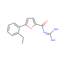 CCc1ccccc1-c1ccc(C(=O)N=C(N)N)o1 ZINC000013642645