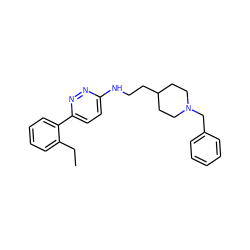 CCc1ccccc1-c1ccc(NCCC2CCN(Cc3ccccc3)CC2)nn1 ZINC000013863633