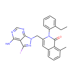 CCc1ccccc1-n1c(Cn2nc(I)c3c(N)ncnc32)cc2cccc(C)c2c1=O ZINC000088345727