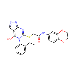 CCc1ccccc1-n1c(SCC(=O)Nc2ccc3c(c2)OCCO3)nc2nncc-2c1O ZINC000101506467