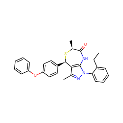 CCc1ccccc1-n1nc(C)c2c1NC(=O)[C@H](C)S[C@@H]2c1ccc(Oc2ccccc2)cc1 ZINC000084652779