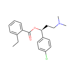 CCc1ccccc1C(=O)O[C@@H](CCN(C)C)c1ccc(Cl)cc1 ZINC000013684908