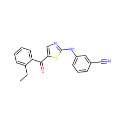 CCc1ccccc1C(=O)c1cnc(Nc2cccc(C#N)c2)s1 ZINC000028344843