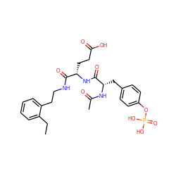 CCc1ccccc1CCNC(=O)[C@H](CCC(=O)O)NC(=O)[C@H](Cc1ccc(OP(=O)(O)O)cc1)NC(C)=O ZINC000037858199