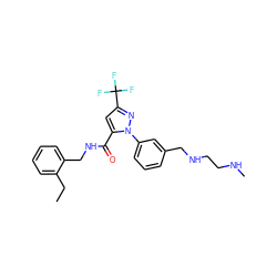 CCc1ccccc1CNC(=O)c1cc(C(F)(F)F)nn1-c1cccc(CNCCNC)c1 ZINC000049054720